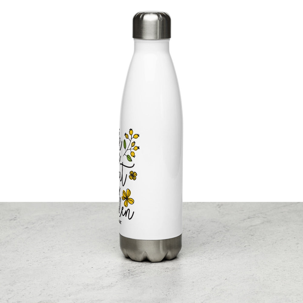 Ferry-Morse 'Ask Me About My Garden' Stainless Steel Water Bottle LEFT SIDE